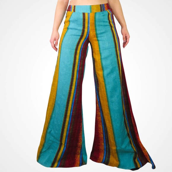 1990s Vintage Palazzo Pants Rainbow - Picture 1 of 4